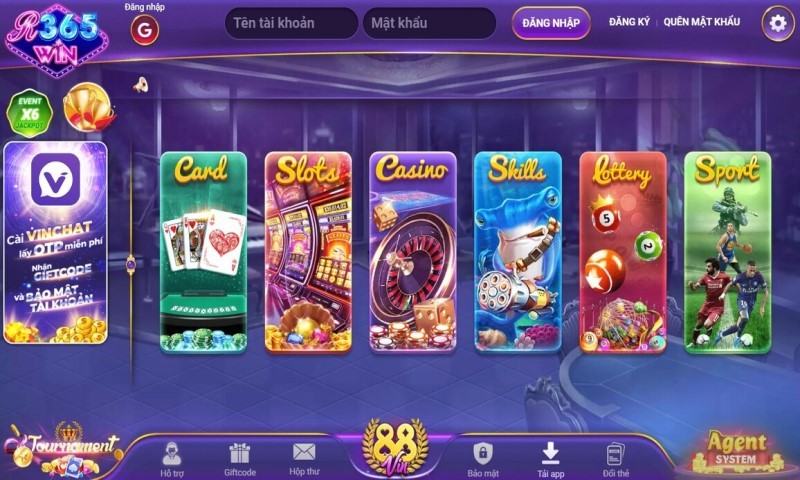 r365 Giao diện game lộng lẫy